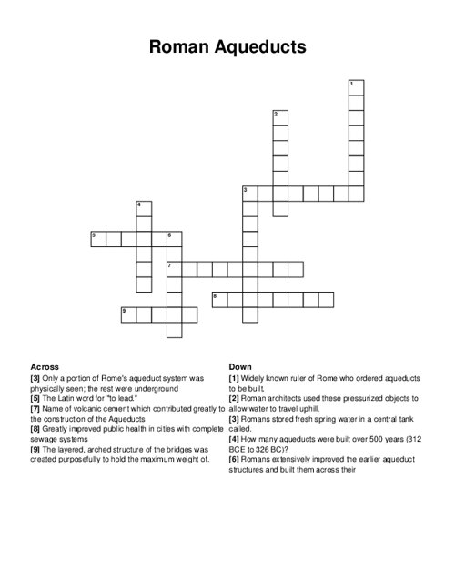 Roman Aqueducts Crossword Puzzle