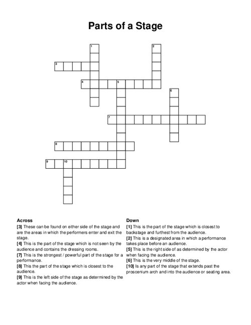 Parts of a Stage Crossword Puzzle