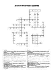 Environmental Systems crossword puzzle