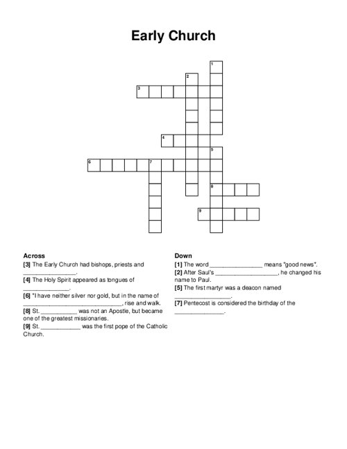Early Church Crossword Puzzle