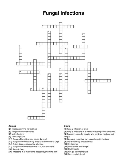 Fungal Infections Crossword Puzzle