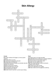 Skin Allergy crossword puzzle