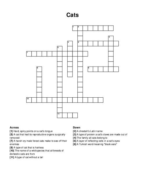 Cats Crossword Puzzle
