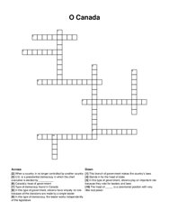 O Canada crossword puzzle