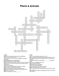 Plants & Animals crossword puzzle