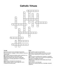 Catholic Virtues crossword puzzle