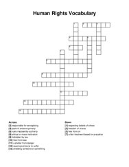 Human Rights Vocabulary crossword puzzle