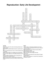 Reproduction: Early Life Developemnt crossword puzzle