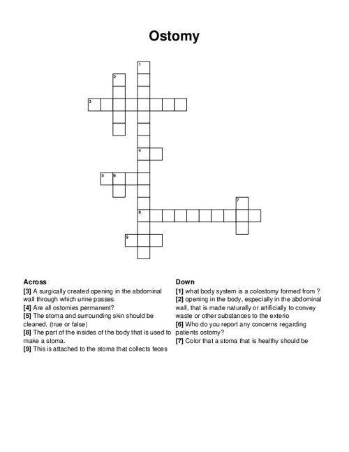Ostomy Crossword Puzzle