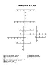 Household Chores crossword puzzle