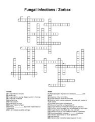 Fungal Infections / Zorbax crossword puzzle