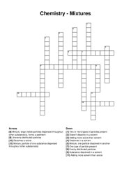 Chemistry - Mixtures crossword puzzle
