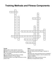 Training Methods and Fitness Components crossword puzzle