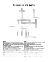 Ecosystems and Cycles crossword puzzle