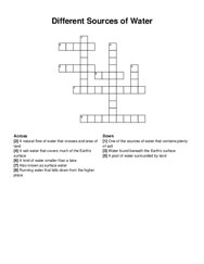 Different Sources of Water crossword puzzle