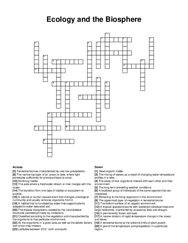 Ecology and the Biosphere crossword puzzle
