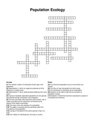 Population Ecology crossword puzzle