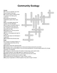 Community Ecology crossword puzzle