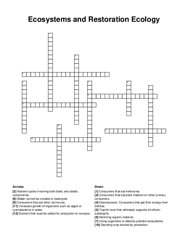 Ecosystems and Restoration Ecology crossword puzzle