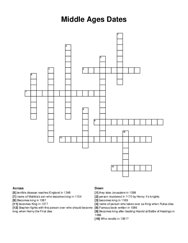 Middle Ages Dates crossword puzzle