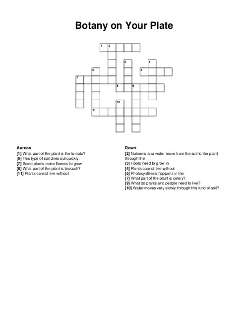 Botany on Your Plate Crossword Puzzle