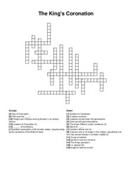 The Kings Coronation crossword puzzle