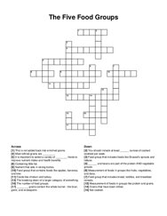 The Five Food Groups crossword puzzle