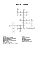 Mac & Cheese crossword puzzle