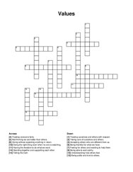 Values crossword puzzle