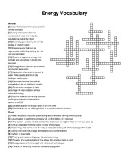 Energy Vocabulary crossword puzzle