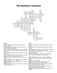 The Southern Colonies crossword puzzle