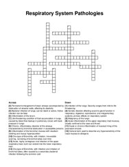 Respiratory System Pathologies crossword puzzle