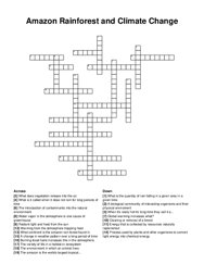 Amazon Rainforest and Climate Change crossword puzzle
