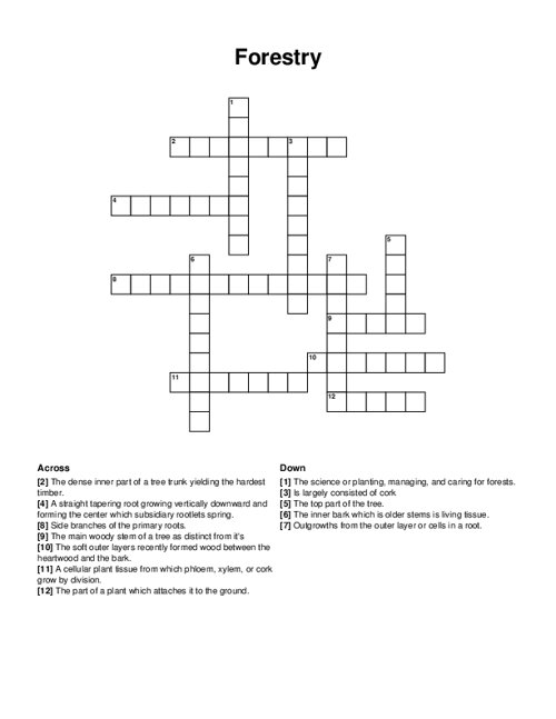Forestry Crossword Puzzle