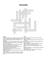 Immunity crossword puzzle