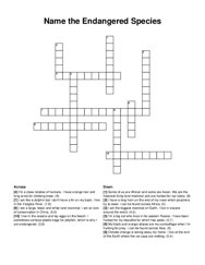 Name the Endangered Species crossword puzzle