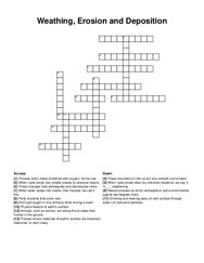 Weathing, Erosion and Deposition crossword puzzle