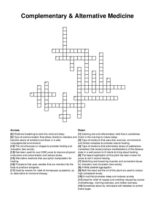 Body Systems Crossword Puzzle