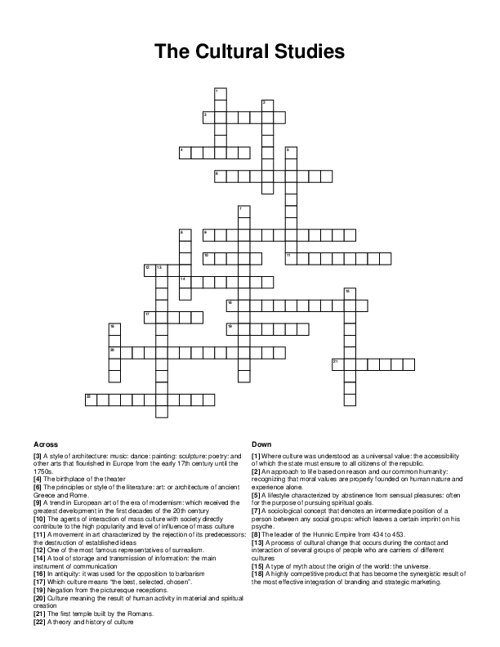 The Cultural Studies Crossword Puzzle
