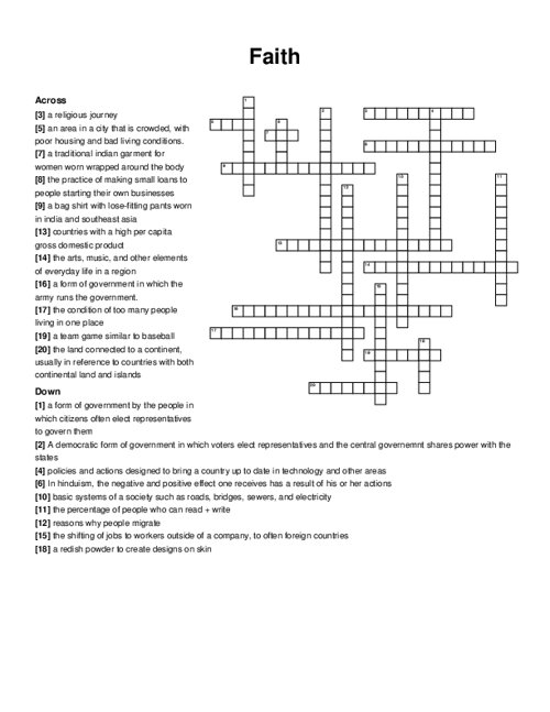 Faith Crossword Puzzle