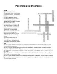 Psychological Disorders crossword puzzle