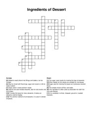 Ingredients of Dessert crossword puzzle