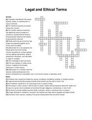 Legal and Ethical Terms crossword puzzle