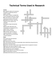 Technical Terms Used in Research crossword puzzle