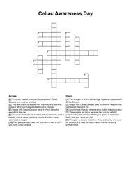 Celiac Awareness Day crossword puzzle