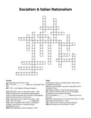 Socialism & Italian Nationalism crossword puzzle
