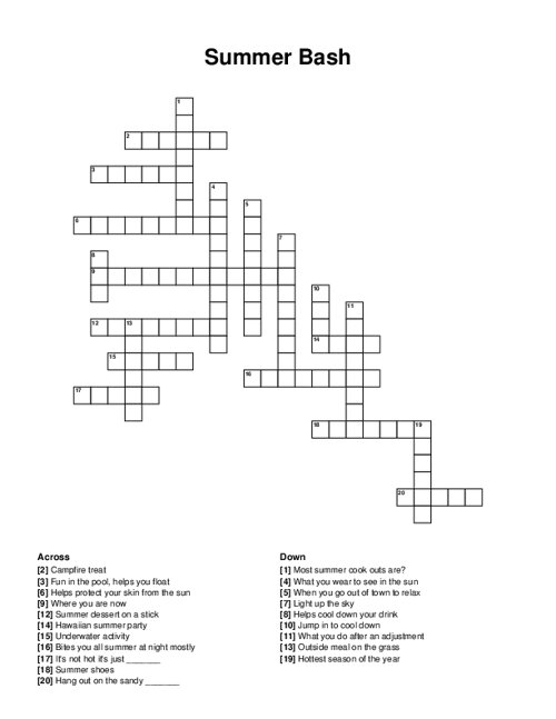 Summer Bash Crossword Puzzle