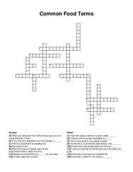 Common Food Terms crossword puzzle