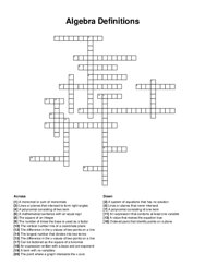 Algebra Definitions crossword puzzle