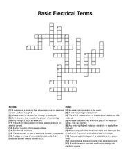 Basic Electrical Terms crossword puzzle